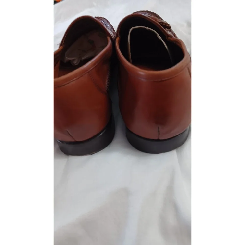 G H Bass Bellagio Mens 11.5 M Oxblood Brown Leather Tassel Woven Loafers EUC
